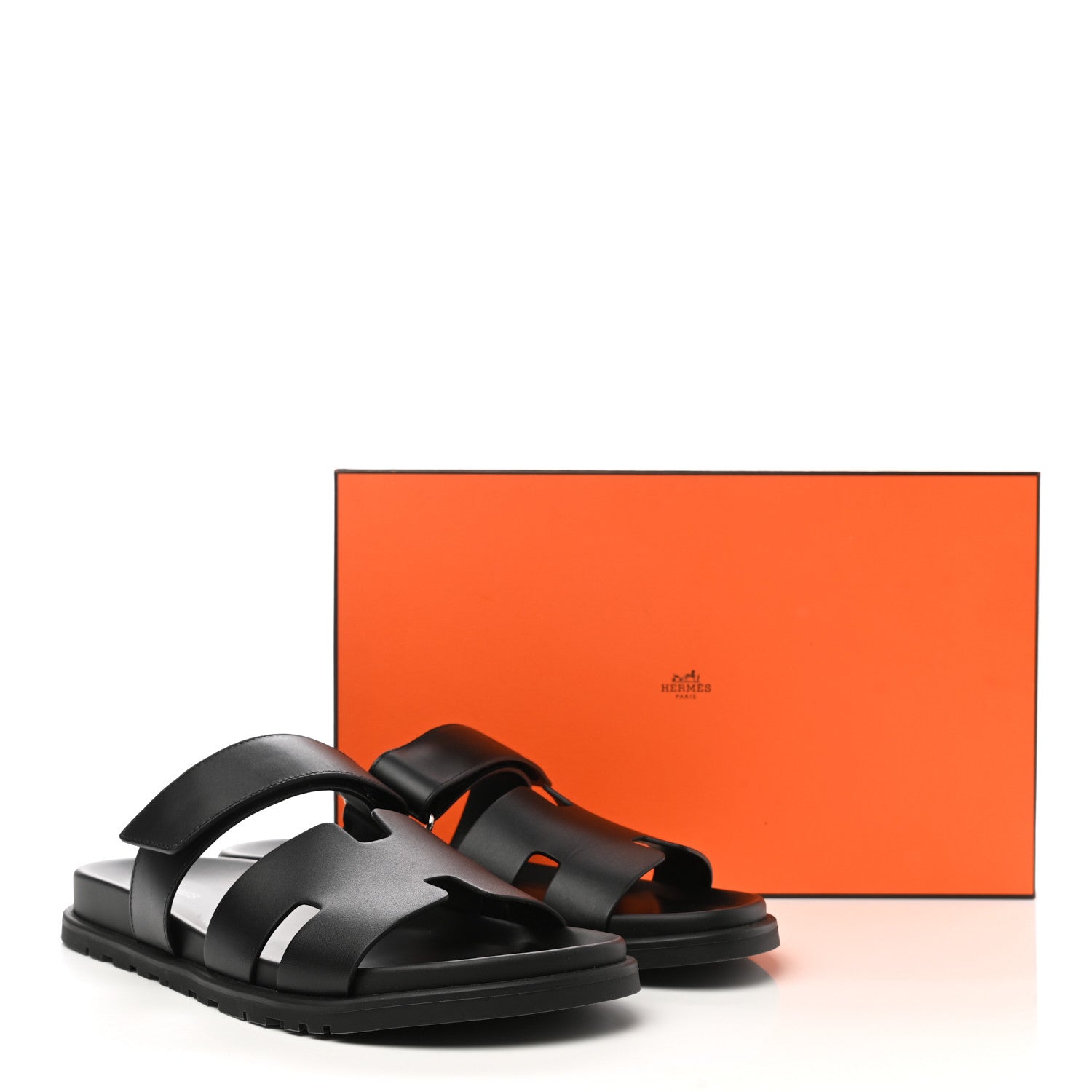 Hermes Calfskin Mens Chypre Sandals 43.5 Black 13 of 13