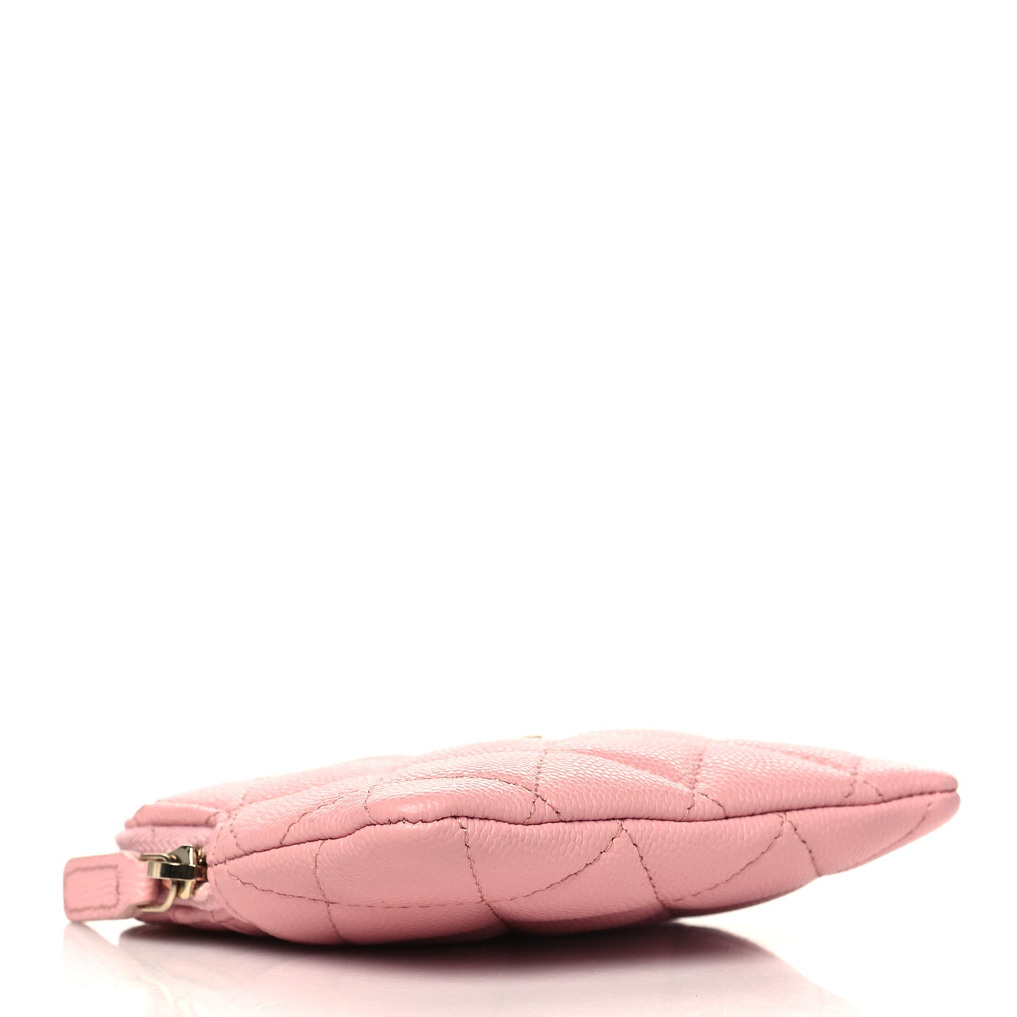 Caviar Quilted Zip Card Holder Wallet Light Pink