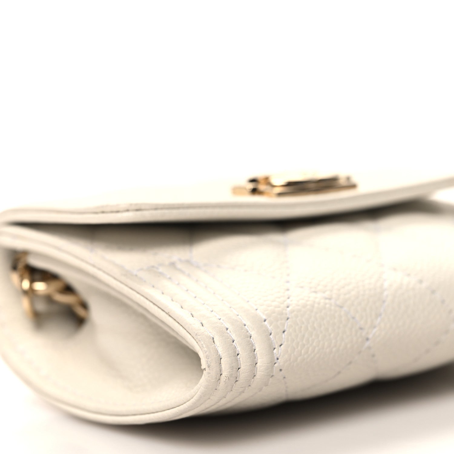 Chanel Caviar Quilted Boy Card Holder On Chain White 10 of 12