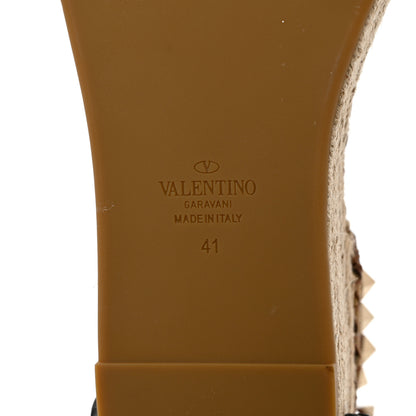 Valentino Garavani Canvas Leopard Print Rockstud Ankle Wrap Espadrille Flatform Sandals 41 Brown 8 of 15