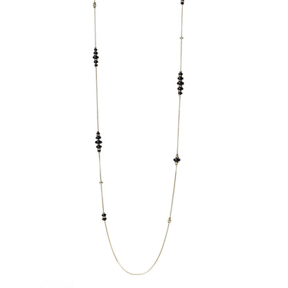 David Yurman 18K Yellow Gold Black Onyx Rio Rondelle Long Station Necklace 1 of 8
