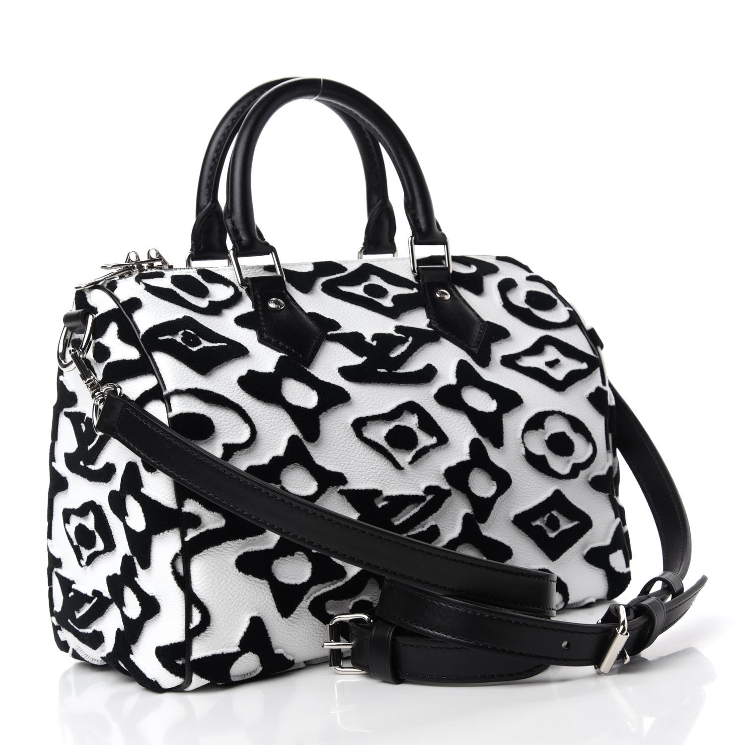 Louis Vuitton X UF Tufted Monogram Speedy Bandouliere 25 White Black 3 of 10