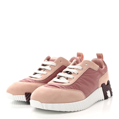 Hermes Parachute Fabric Suede Goatskin Bouncing Sneakers 36.5 Rose Rose Opaline 3 of 8