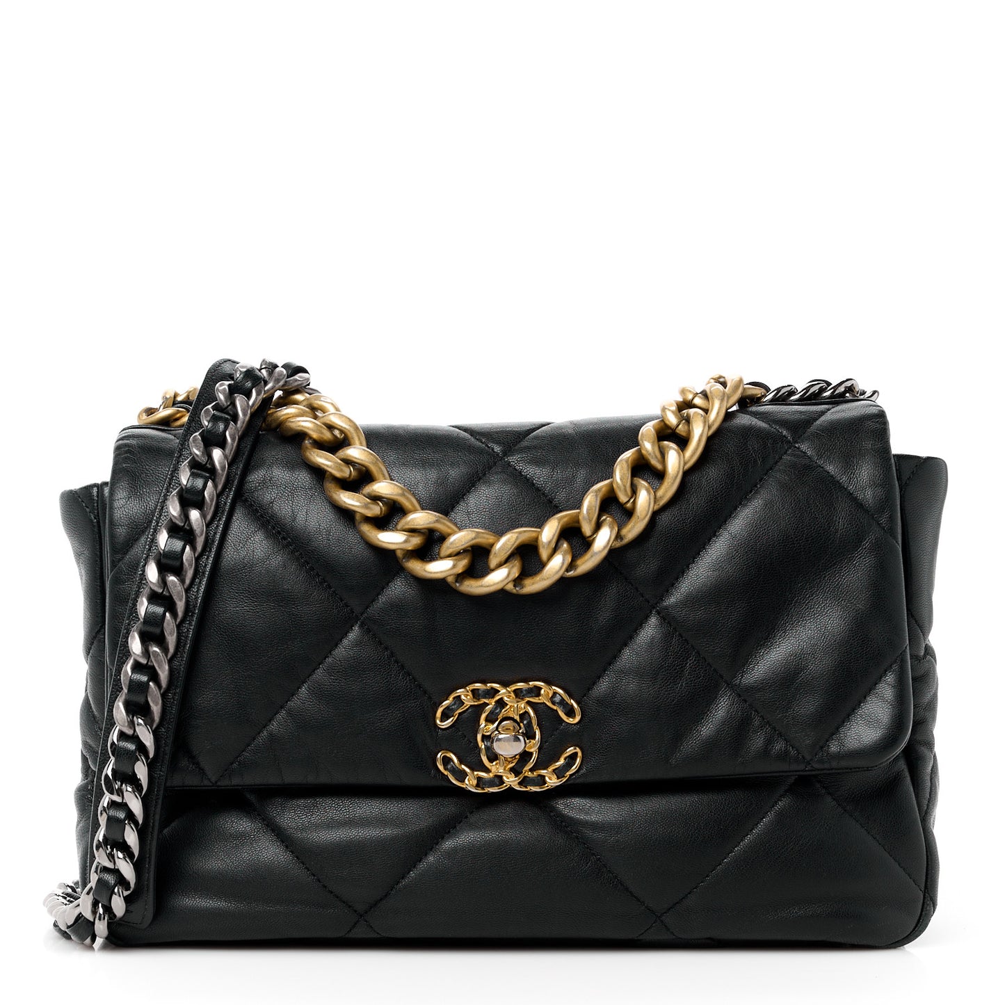 Lambskin Quilted Large Chanel 19 Flap Black