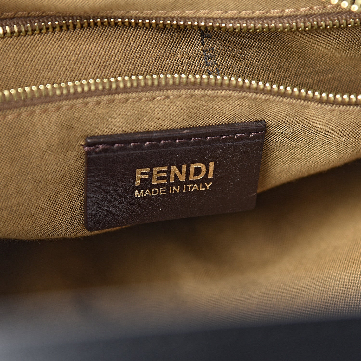 Fendi Jacquard Leopard Print Chef Hobo Tobacco 6 of 14