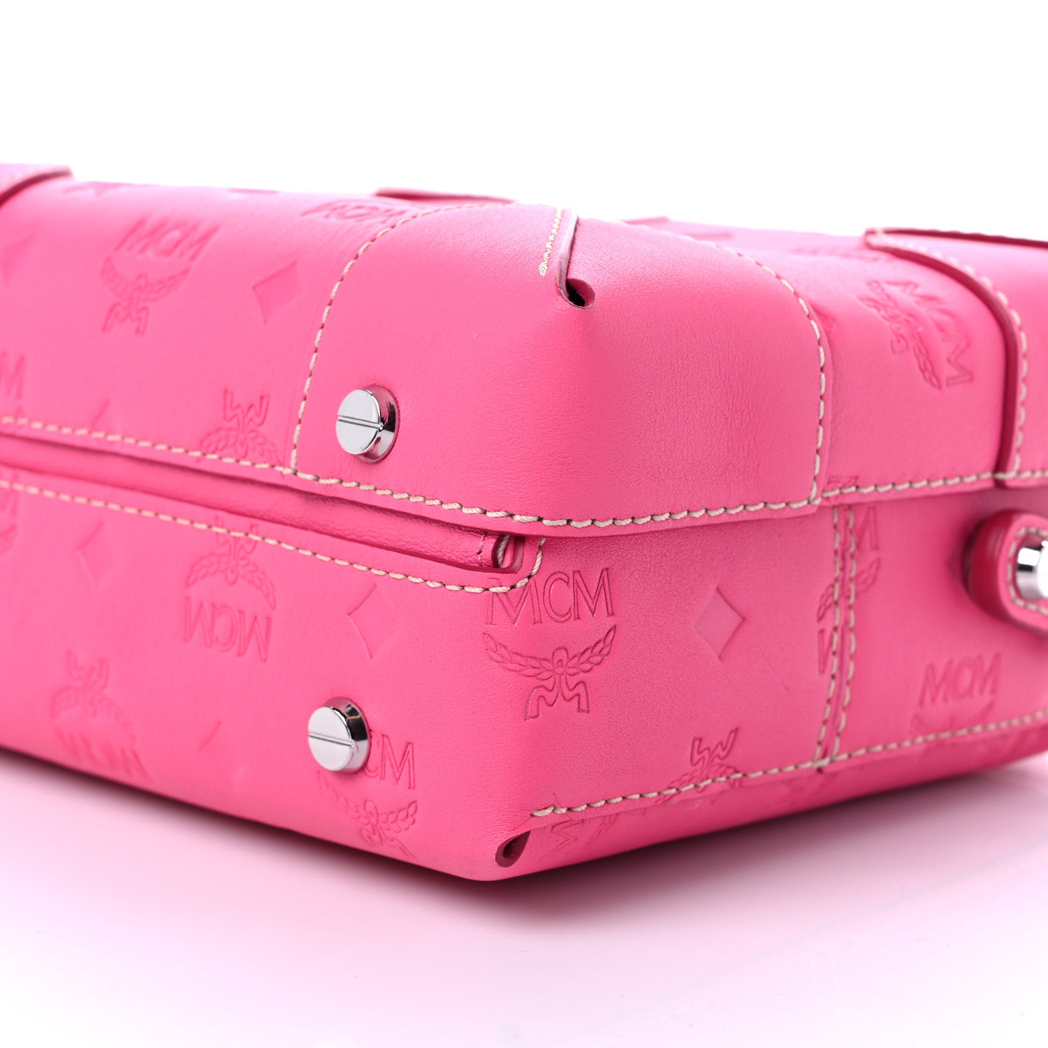 MCM Calfskin Ottomar Monogram Small Berlin Crossbody Sugar Pink 9 of 10