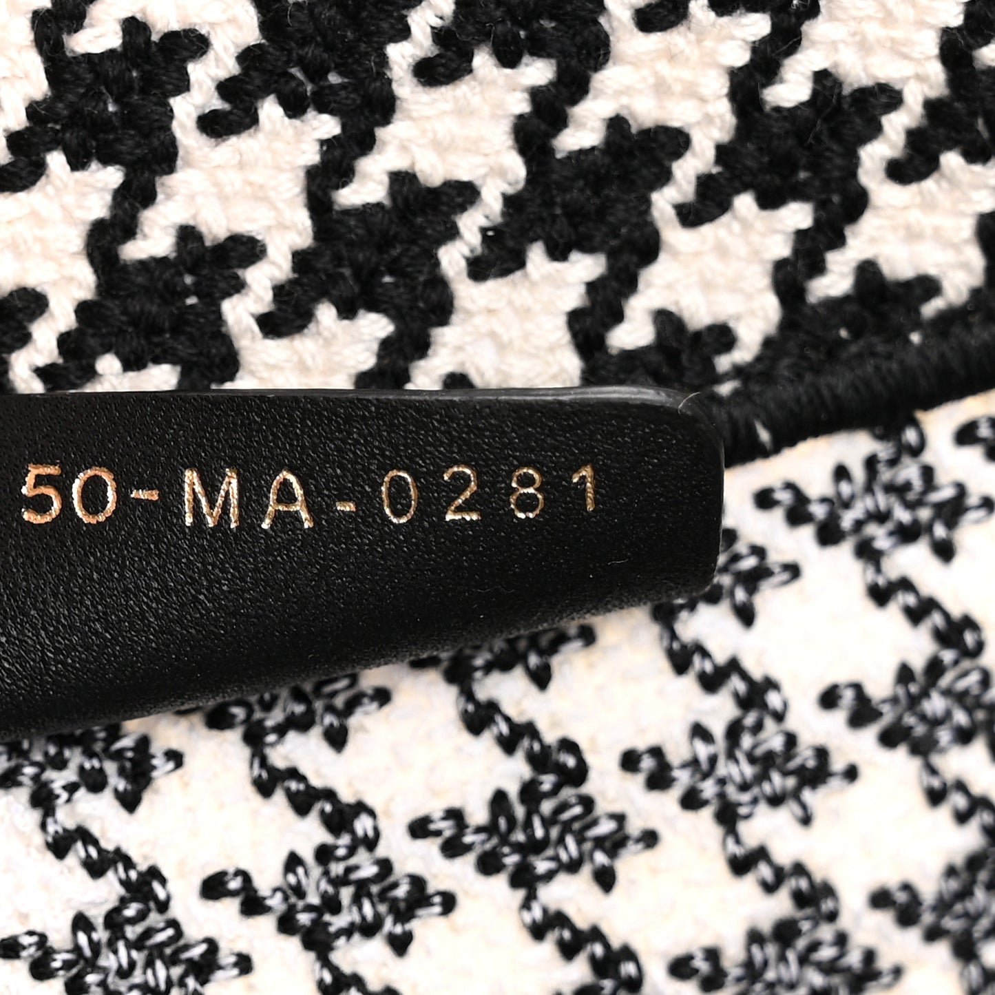 Canvas Houndstooth Embroidered Medium Book Tote Black White