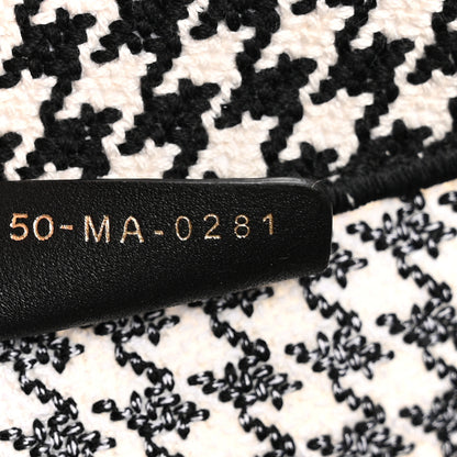 Christian Dior Canvas Houndstooth Embroidered Medium Book Tote Black White 7 of 13