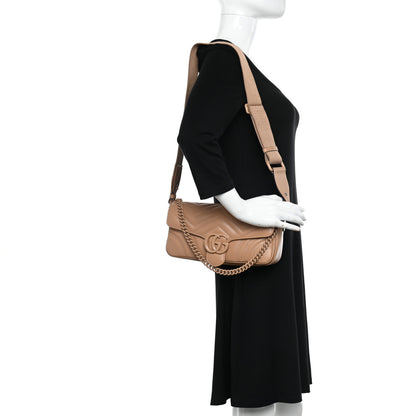 Gucci Calfskin Matelasse Monochrome GG Marmont Crossbody Shoulder Bag Camelia Winter Rose 2 of 10