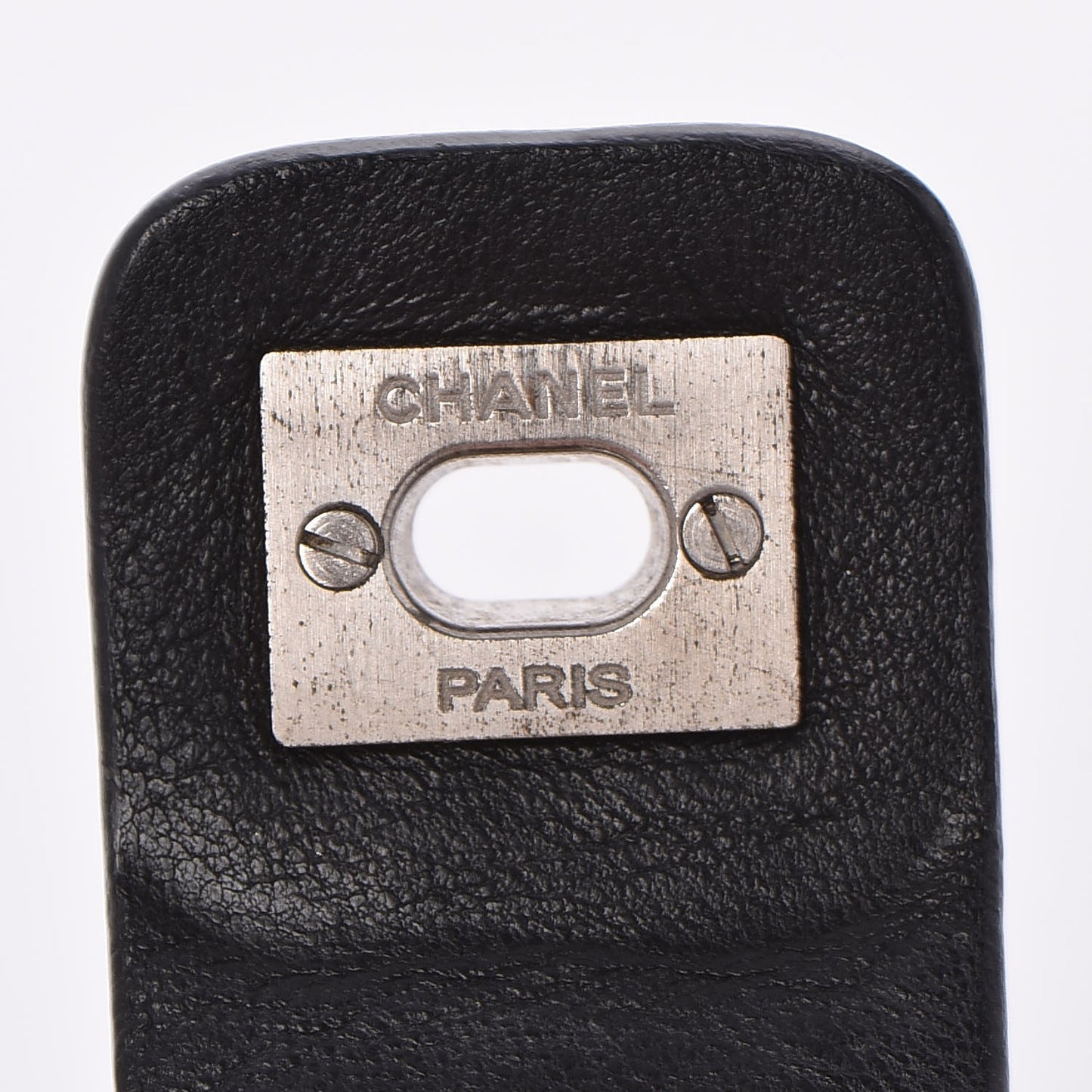 Calfskin CC Chain Turnlock Bracelet L Black