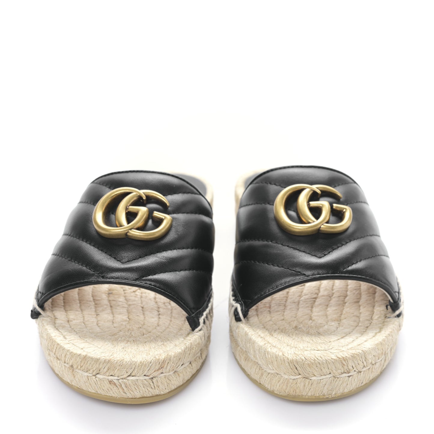 Nappa Matelasse GG Marmont Espadrille Slide Sandals 35 Black