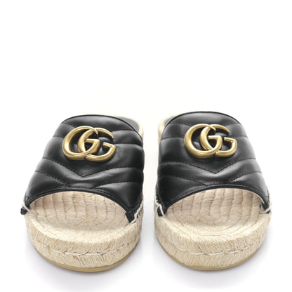 Gucci Nappa Matelasse GG Marmont Espadrille Slide Sandals 35 Black 2 of 10