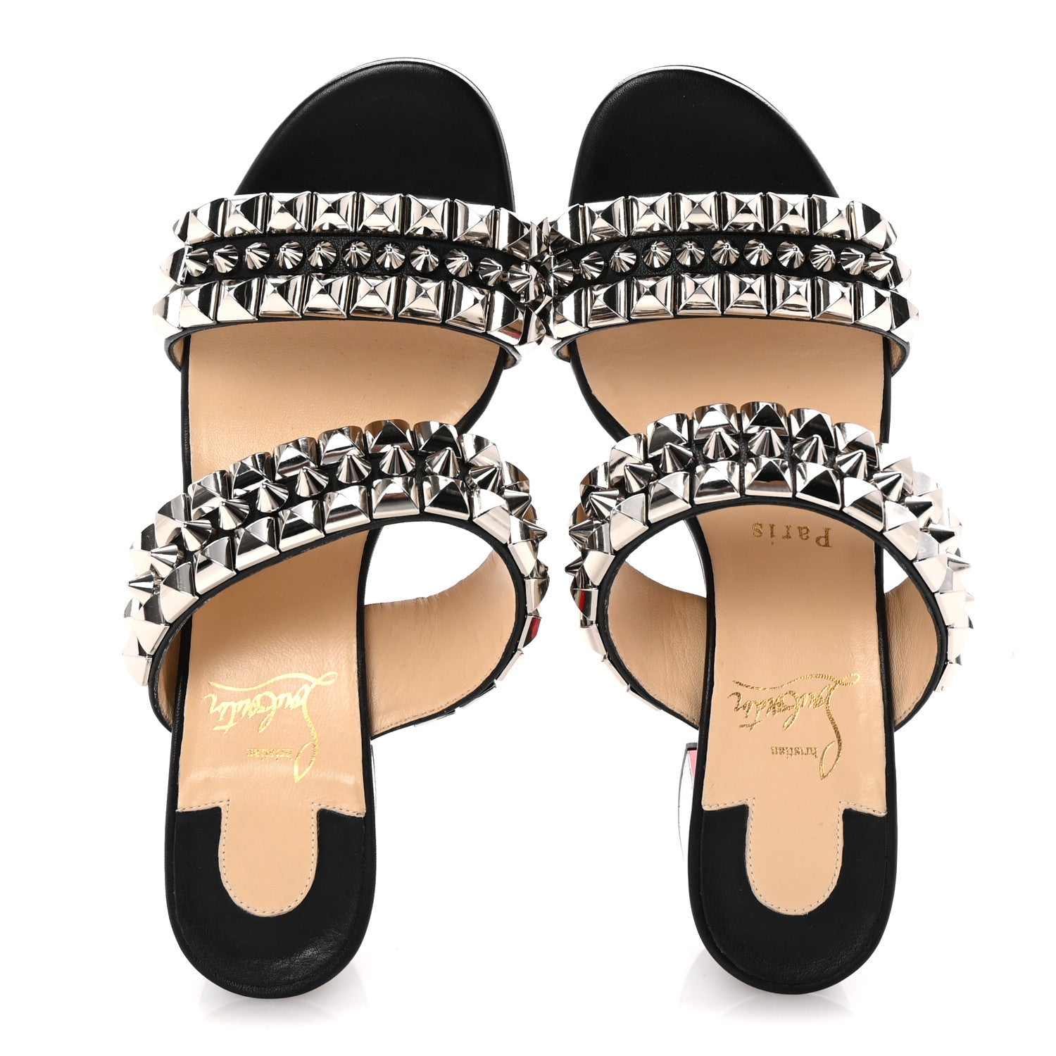 Christian Louboutin Calfskin Studded Tina Goes Mad 55 Slide Sandals 36.5 Black 2 of 9