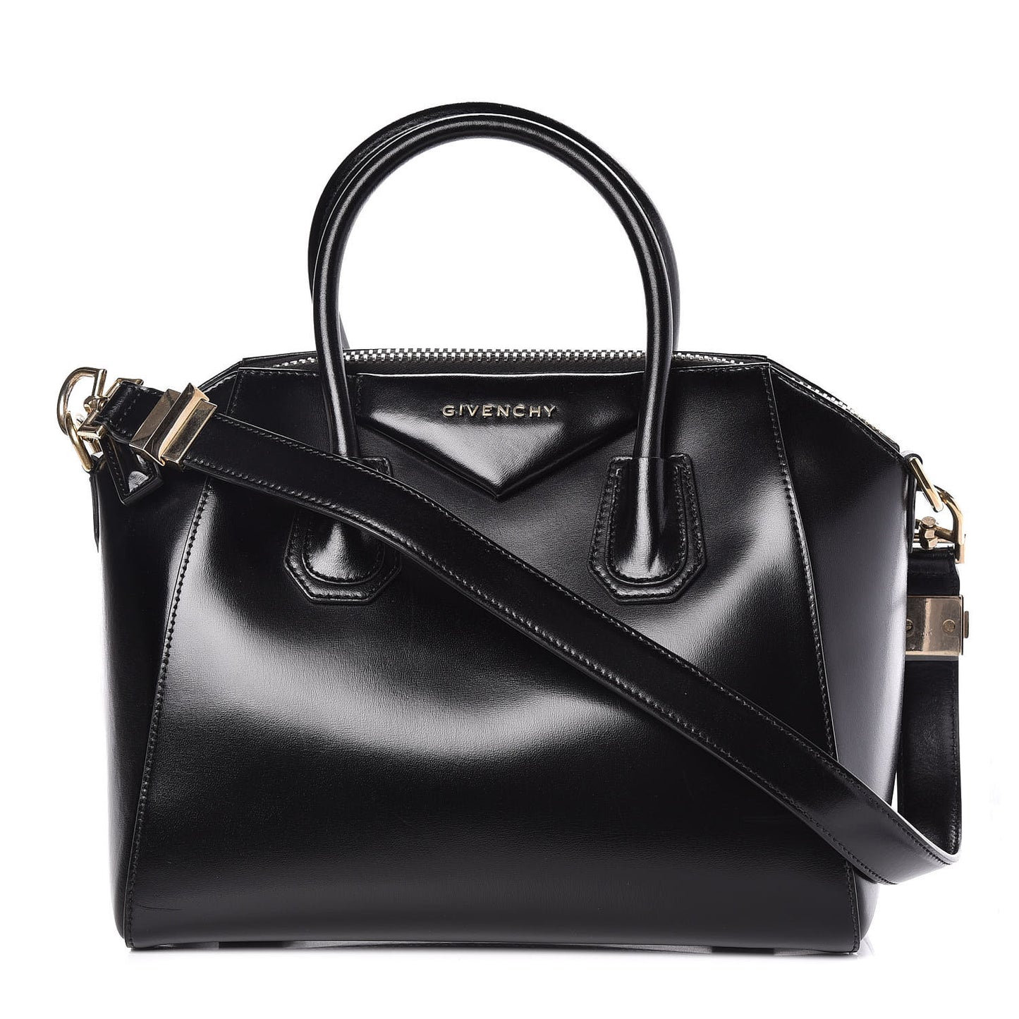 Shiny Lord Calfskin Small Antigona Black