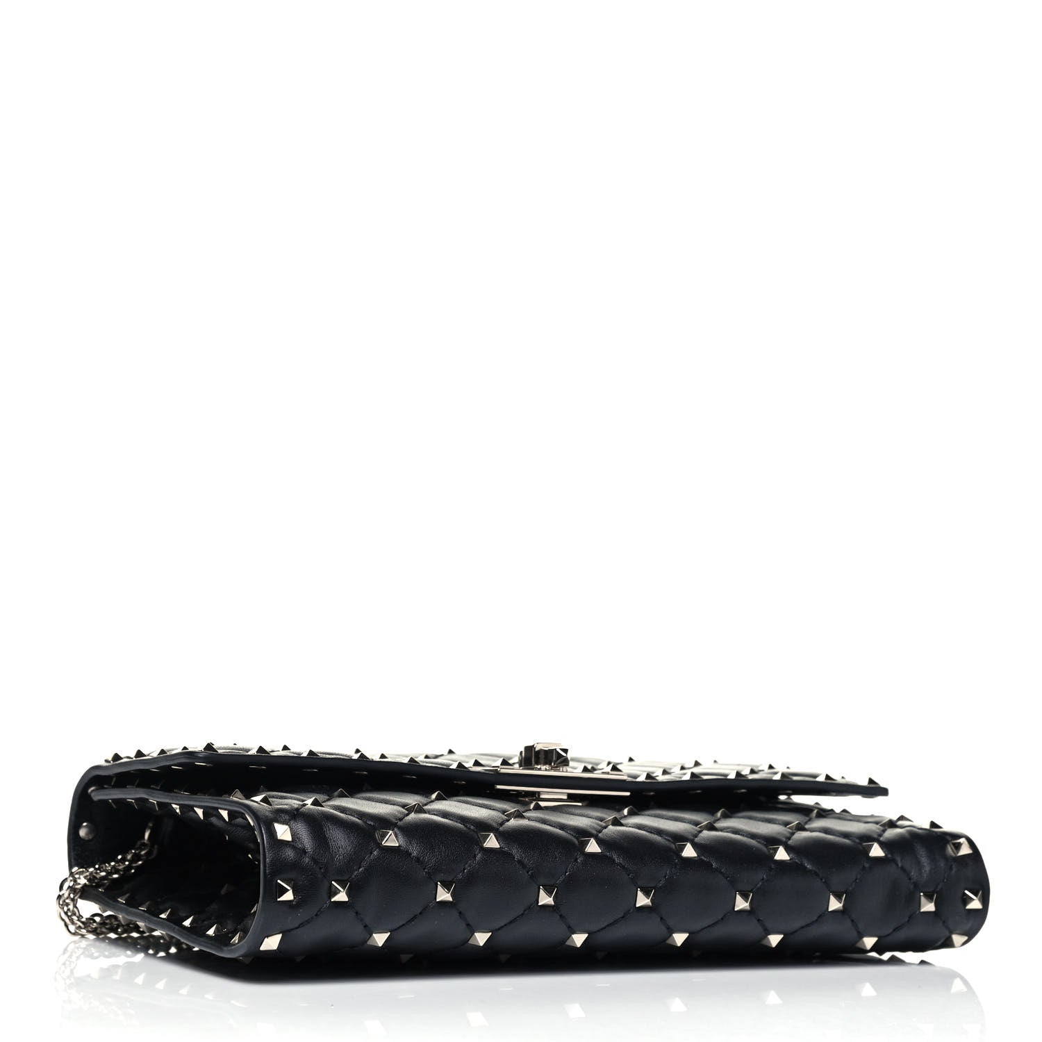 Valentino Garavani Lambskin Rockstud Spike Wallet on Chain Black 4 of 9