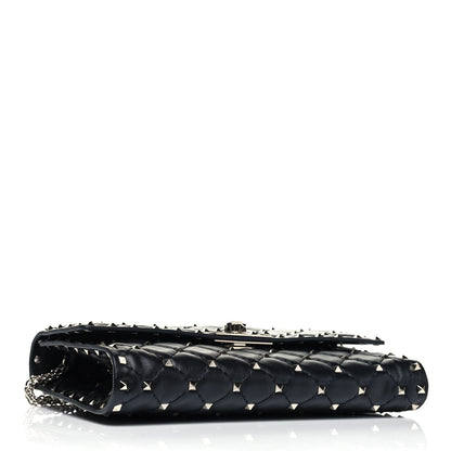 Valentino Garavani Lambskin Rockstud Spike Wallet on Chain Black 4 of 9