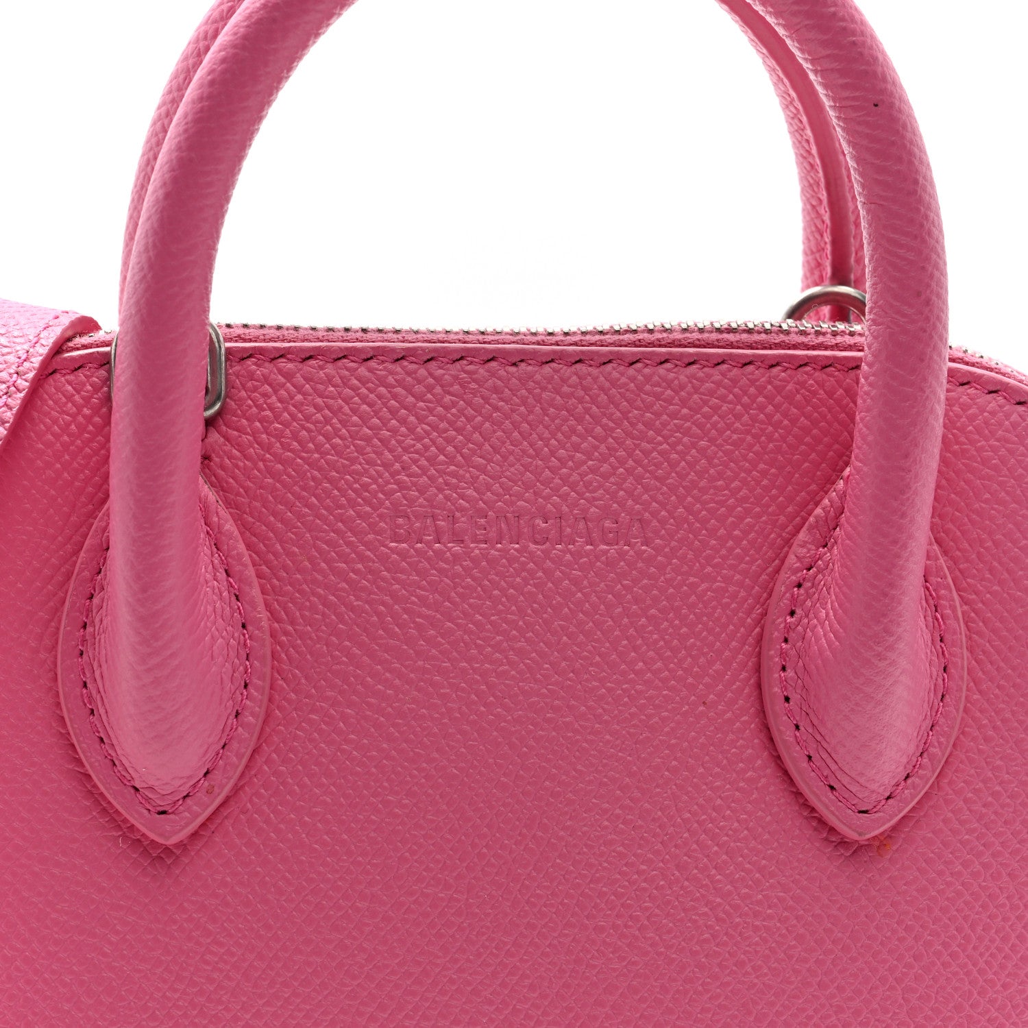 Balenciaga Signature Grained Calfskin Logo XXS Ville Top Handle Bag Rose Bubblegum Black 7 of 9