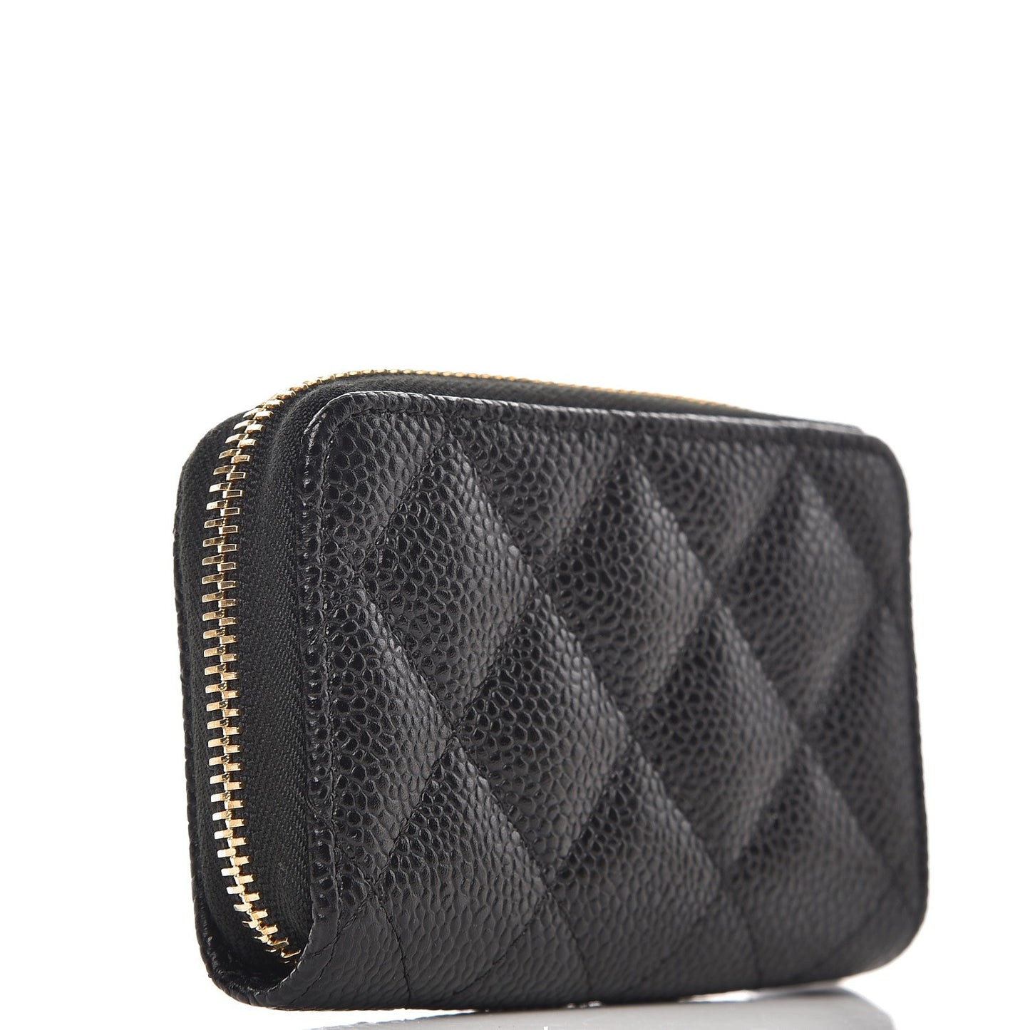 Caviar Quilted Zip Coin Purse Black