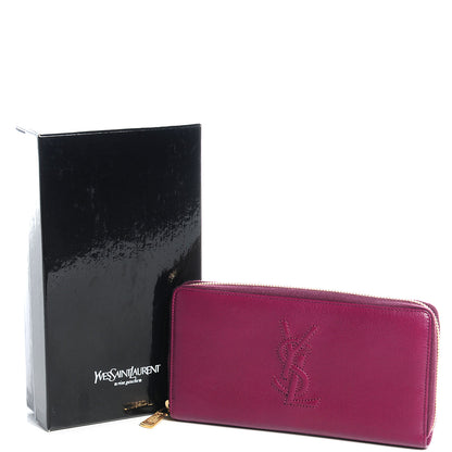 Saint Laurent Chevre Belle De Jour Zip Around Wallet Dark Pink 7 of 14