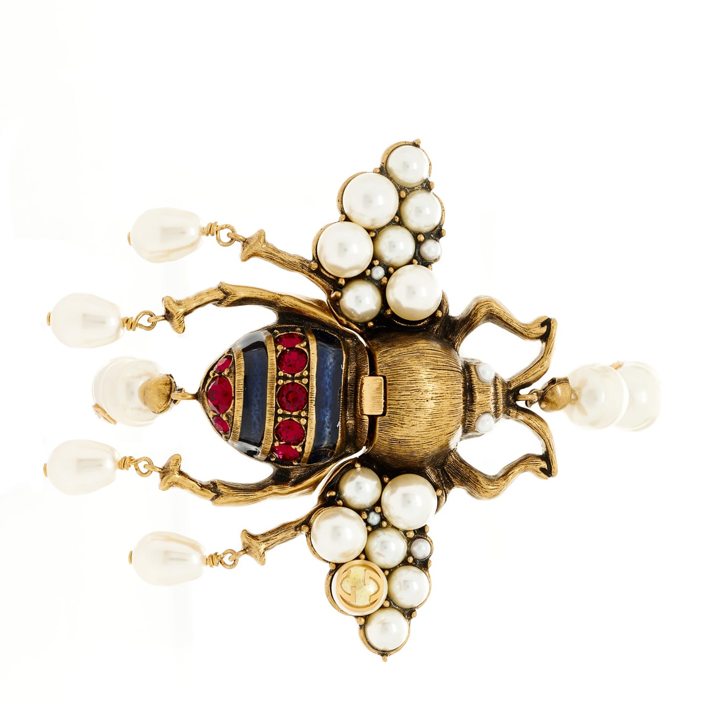 Pearl Crystal Bee Bracelet M Aged Gold