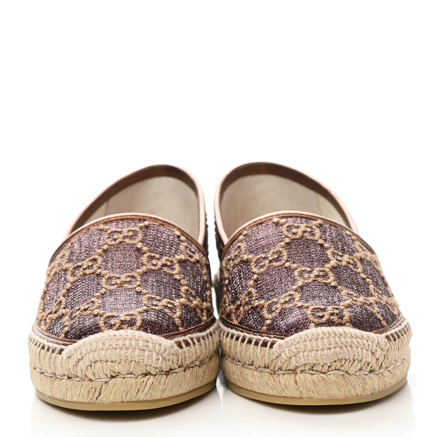 Lame Nappa GG Monogram Espadrilles 36 Brown Beige Light Bronze