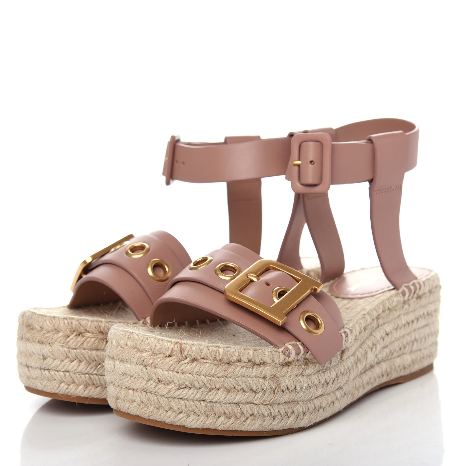 Christian Dior Calfskin D-Dior Espadrille Platform Sandals 37 Rose De Vents 3 of 10