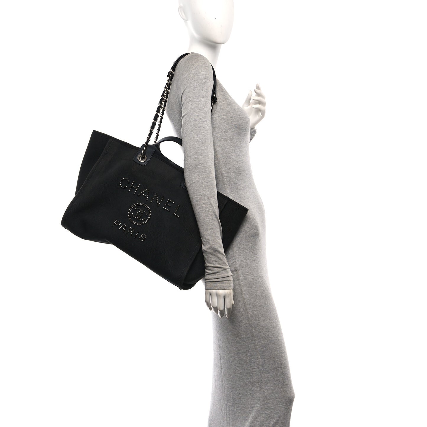 Canvas Pearl Medium Deauville Tote Black