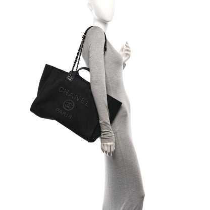 Chanel Canvas Pearl Medium Deauville Tote Black 2 of 10