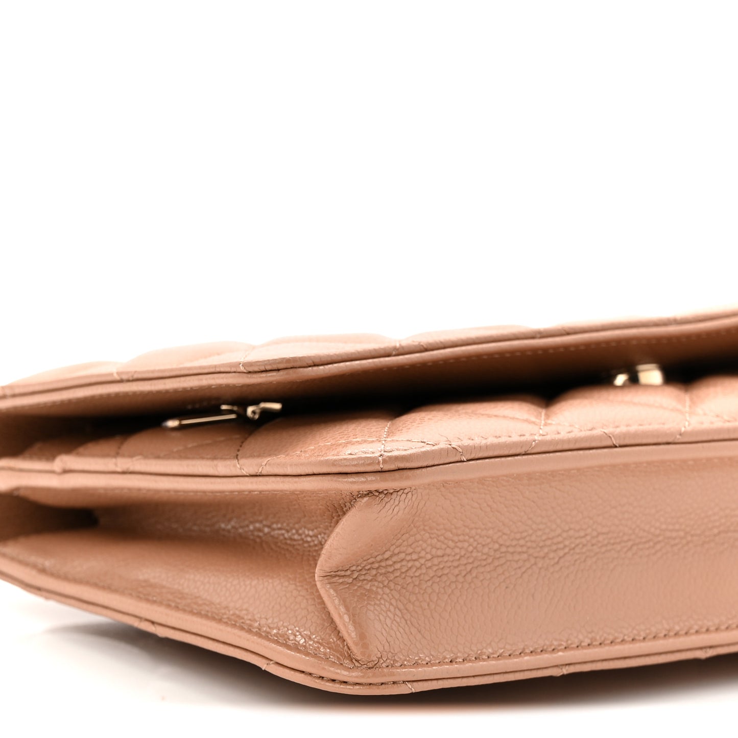 Caviar Quilted Wallet on Chain WOC Dark Beige