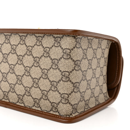 Gucci GG Supreme Monogram Azalea Calfskin Mini Horsebit 1955 Foldover Top Handle Bag Beige Ebony Brown Sugar 10 of 10