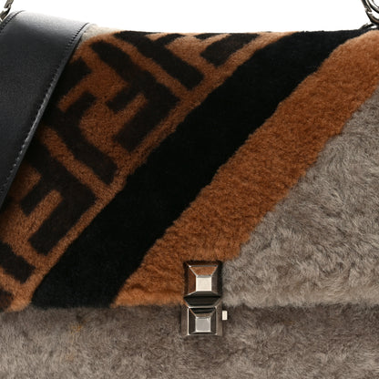 Fendi Shearling Calfskin Macro FF 1974 Diagonal Mania Kan I Shoulder Bag Multicolor 8 of 10