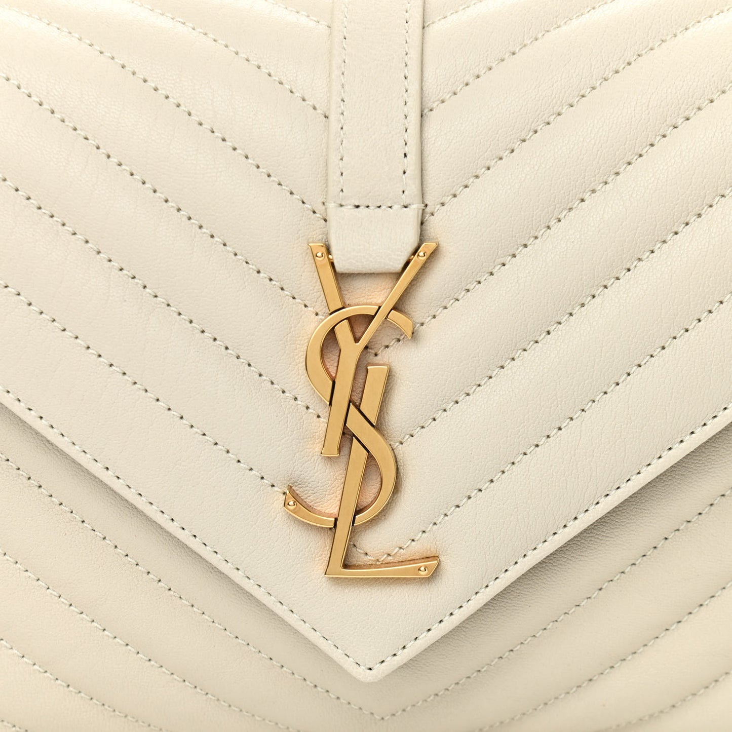 Sheepskin Matelasse Chevron Monogram Medium College Bag Crema Soft