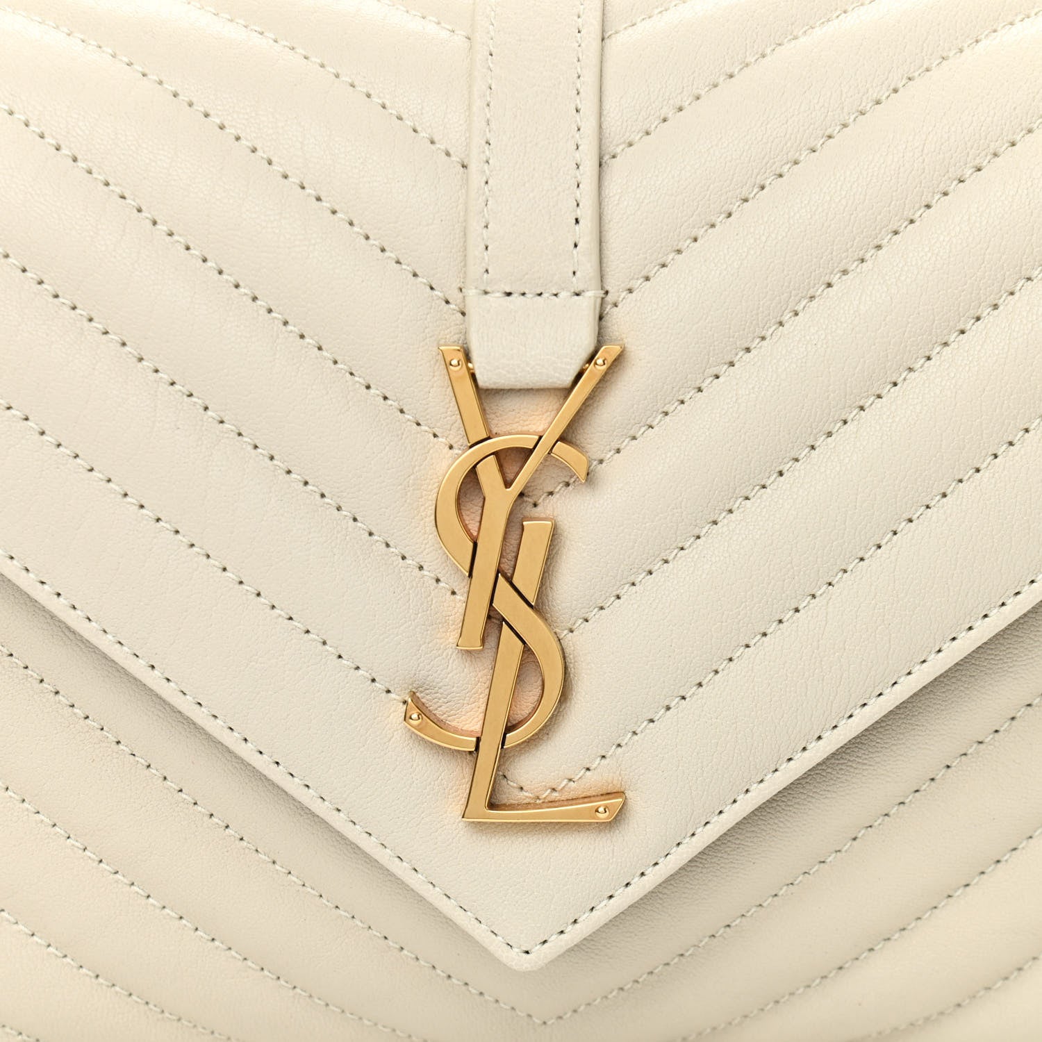 Saint Laurent Sheepskin Matelasse Chevron Monogram Medium College Bag Crema Soft 9 of 11