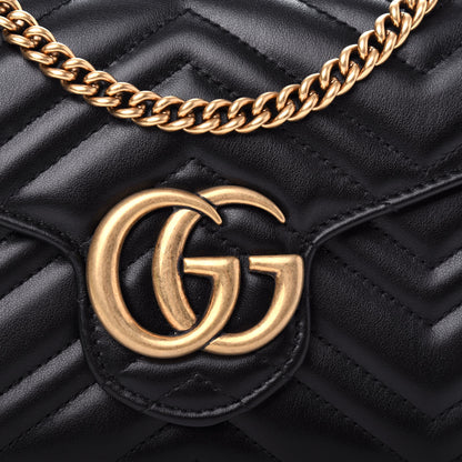Gucci Calfskin Matelasse GG Marmont Chain Wallet Black 10 of 11