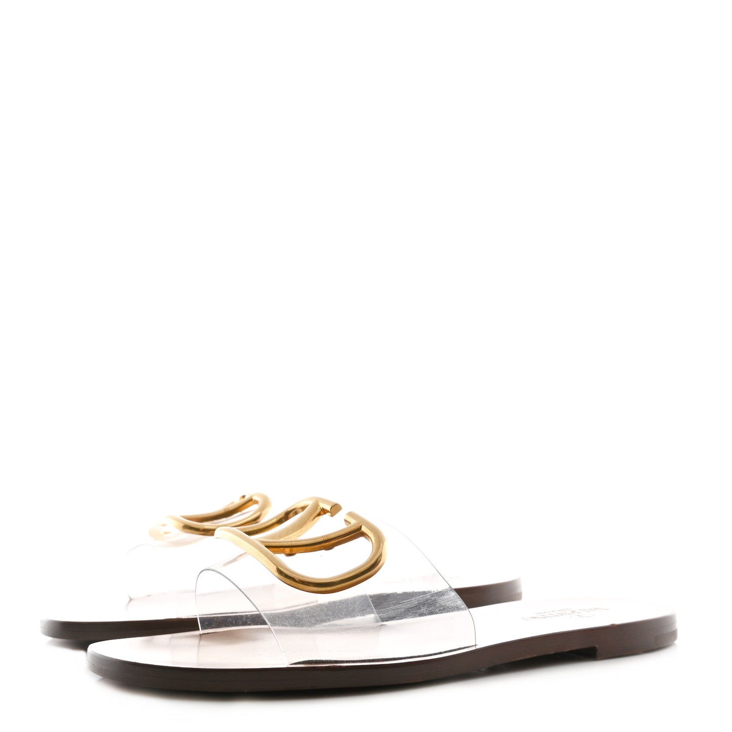 PVC Transparent Vlogo Flat Slide Sandals 36 Brown