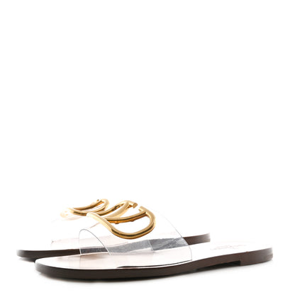 Valentino Garavani PVC Transparent Vlogo Flat Slide Sandals 36 Brown 3 of 8