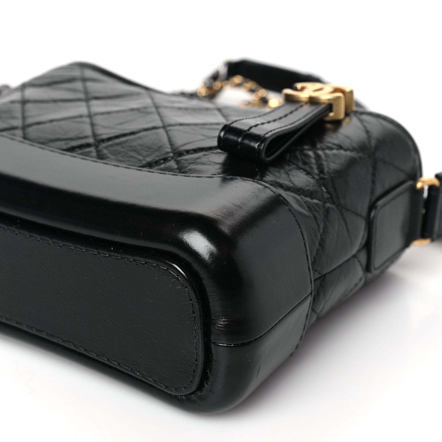Aged Calfskin Quilted Small Gabrielle Hobo Black