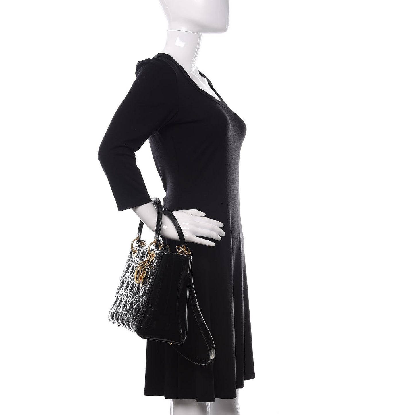 Patent Cannage Medium Lady Dior Black