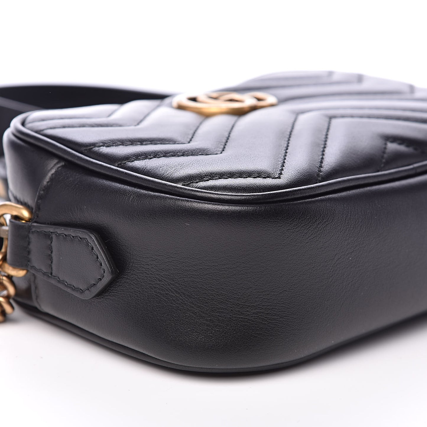 Calfskin Matelasse Mini GG Marmont Chain Shoulder Bag Black