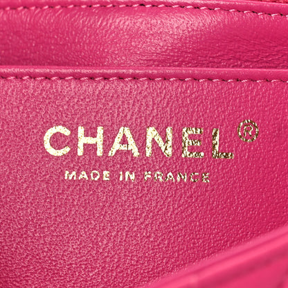 Chanel Lambskin Chevron Quilted Mini Rectangular Flap Dark Pink 6 of 9