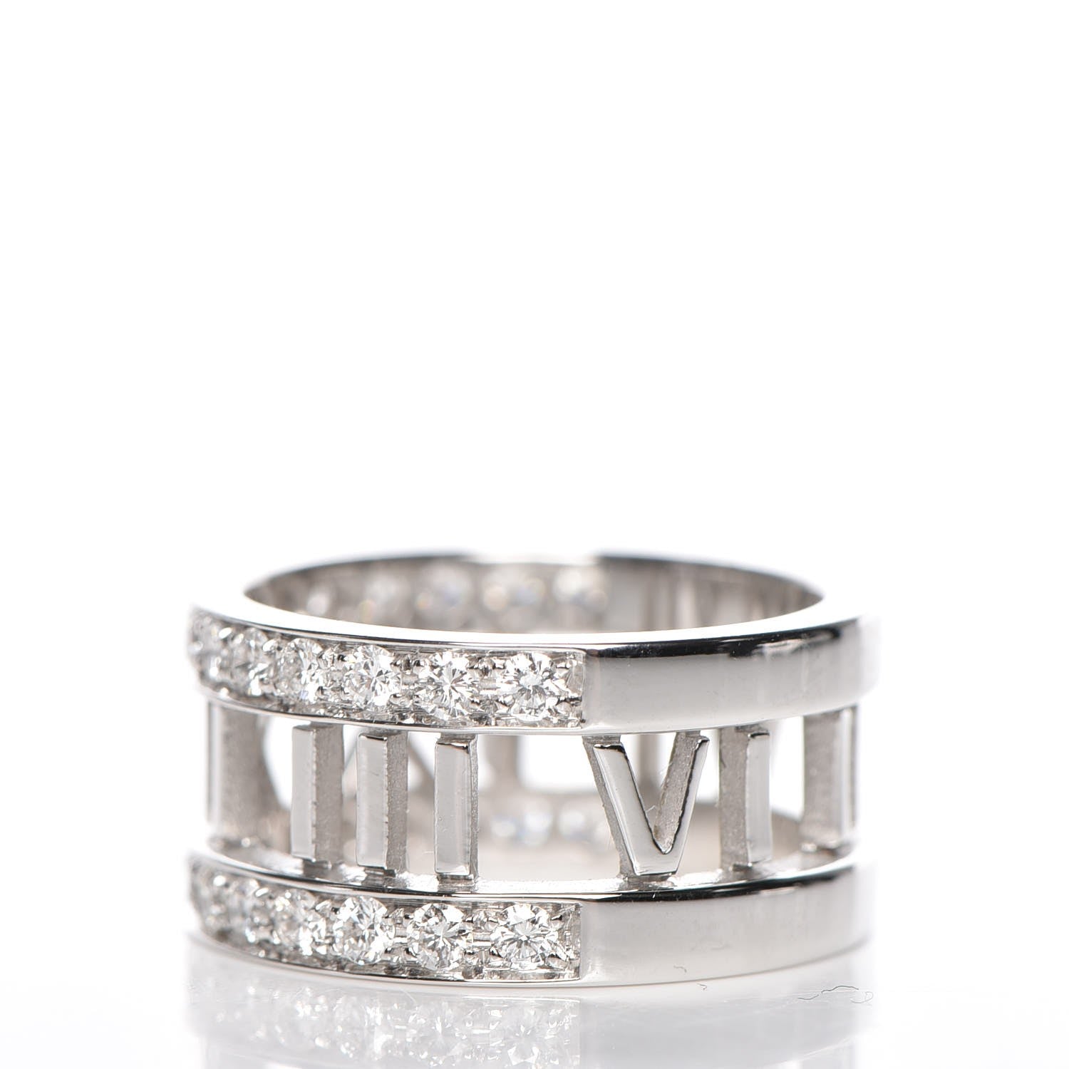 Tiffany 18K White Gold Diamond Atlas Open Ring 4 3 of 10