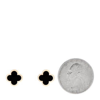 Van Cleef & Arpels 18K Yellow Gold Onyx Pure Alhambra Earrings 2 of 6