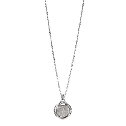 David Yurman Sterling Silver Diamond 32mm Infinity Pendant Necklace 1 of 4