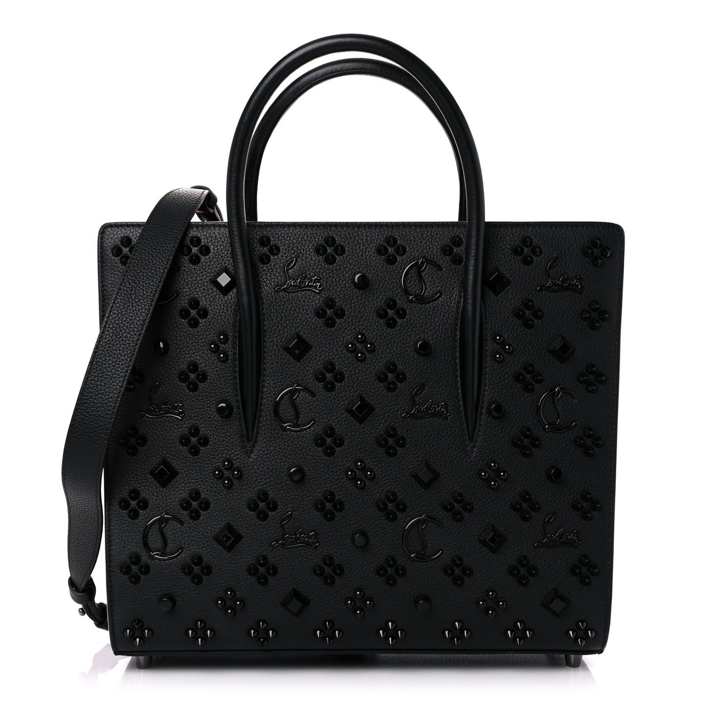 Calfskin Spikes Loubinthesky Medium Paloma Black