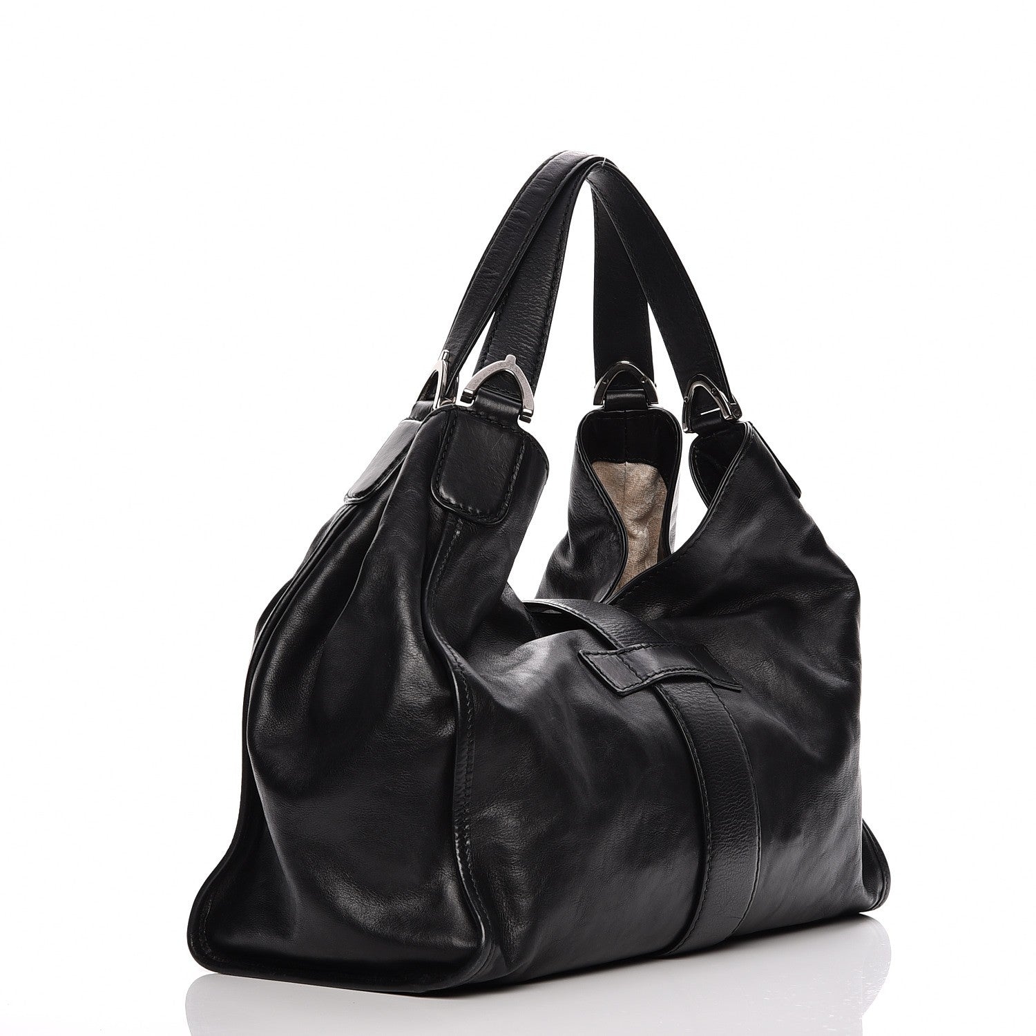 Gucci Calfskin Medium Soft Stirrup Shoulder Bag Black 3 of 7