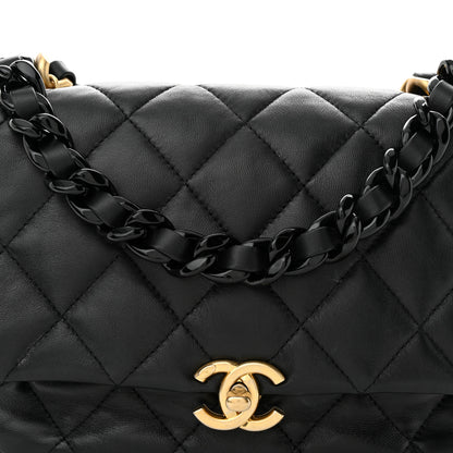 Chanel Lambskin Quilted Small Lacquered Chain Flap Black 8 of 10