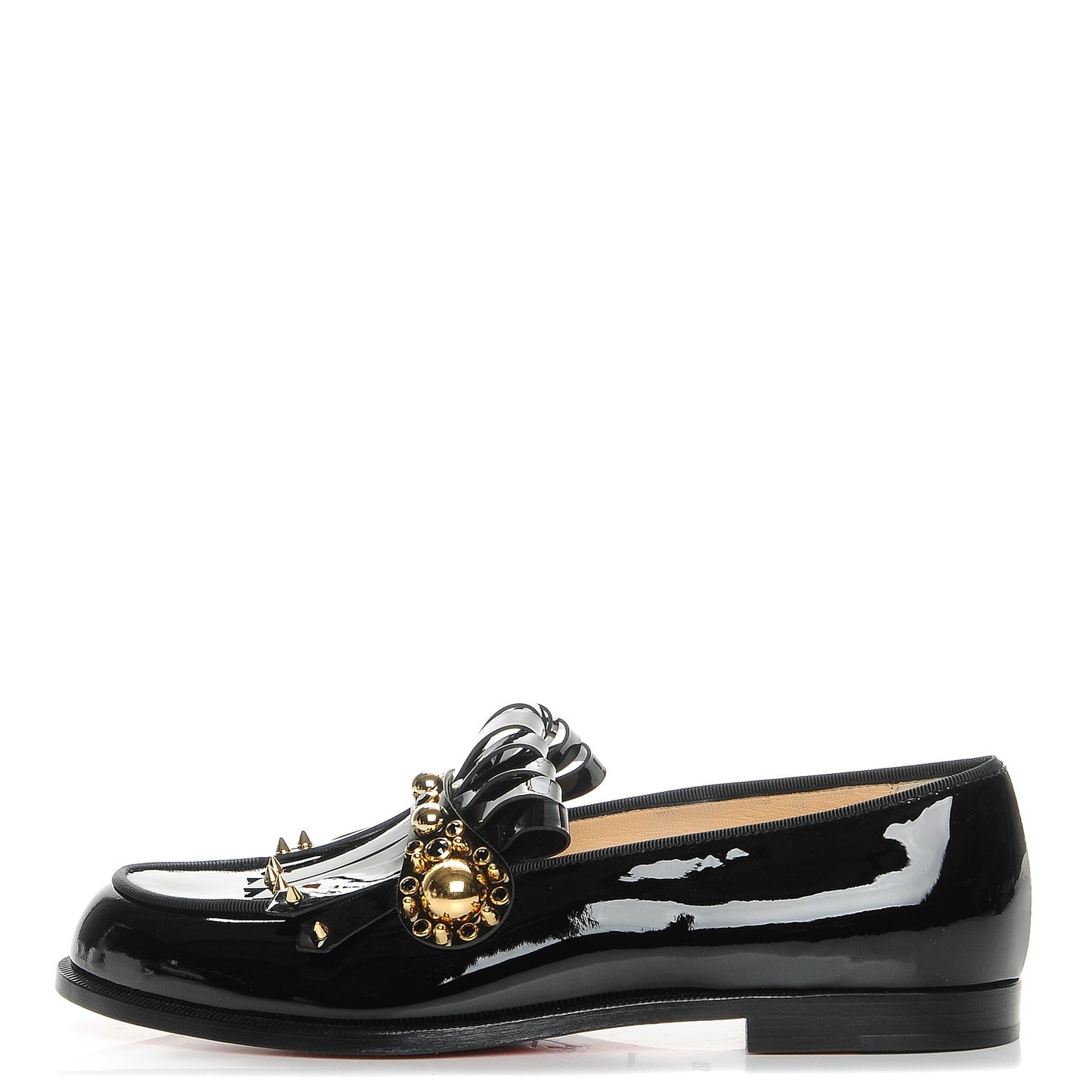 CHRISTIAN LOUBOUTIN Patent Octavian Kiltie Loafer 37.5 Black