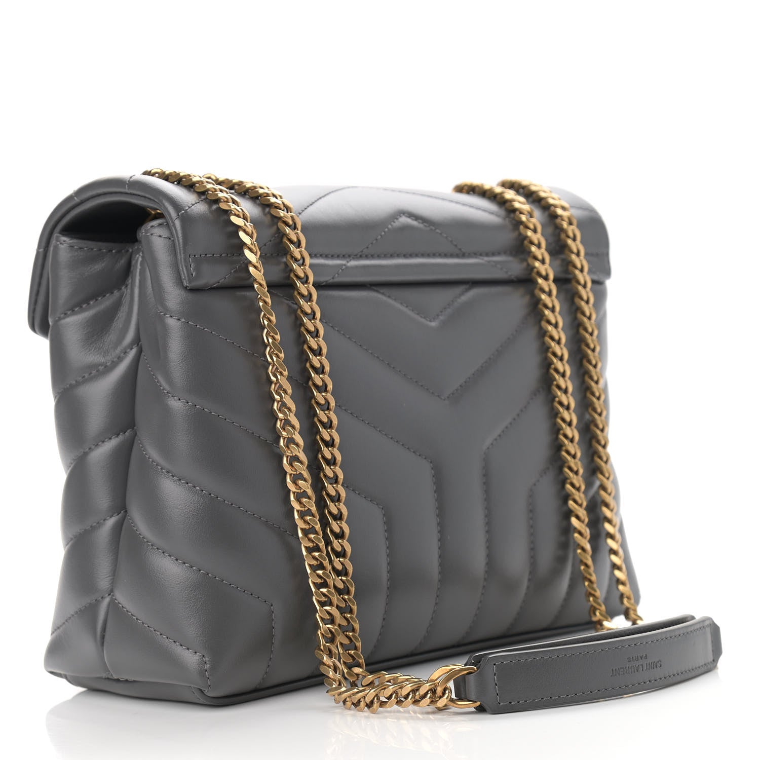 Saint Laurent Calfskin Y Quilted Monogram Small Loulou Chain Satchel Storm 3 of 12