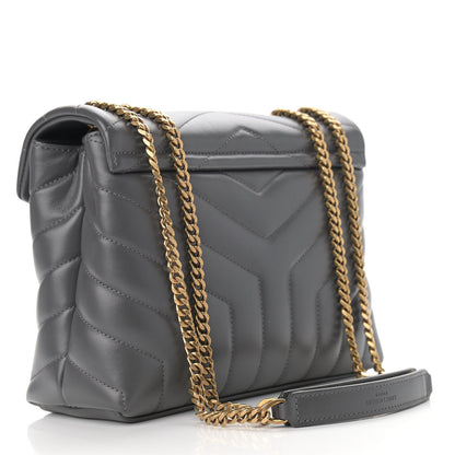 Saint Laurent Calfskin Y Quilted Monogram Small Loulou Chain Satchel Storm 3 of 12