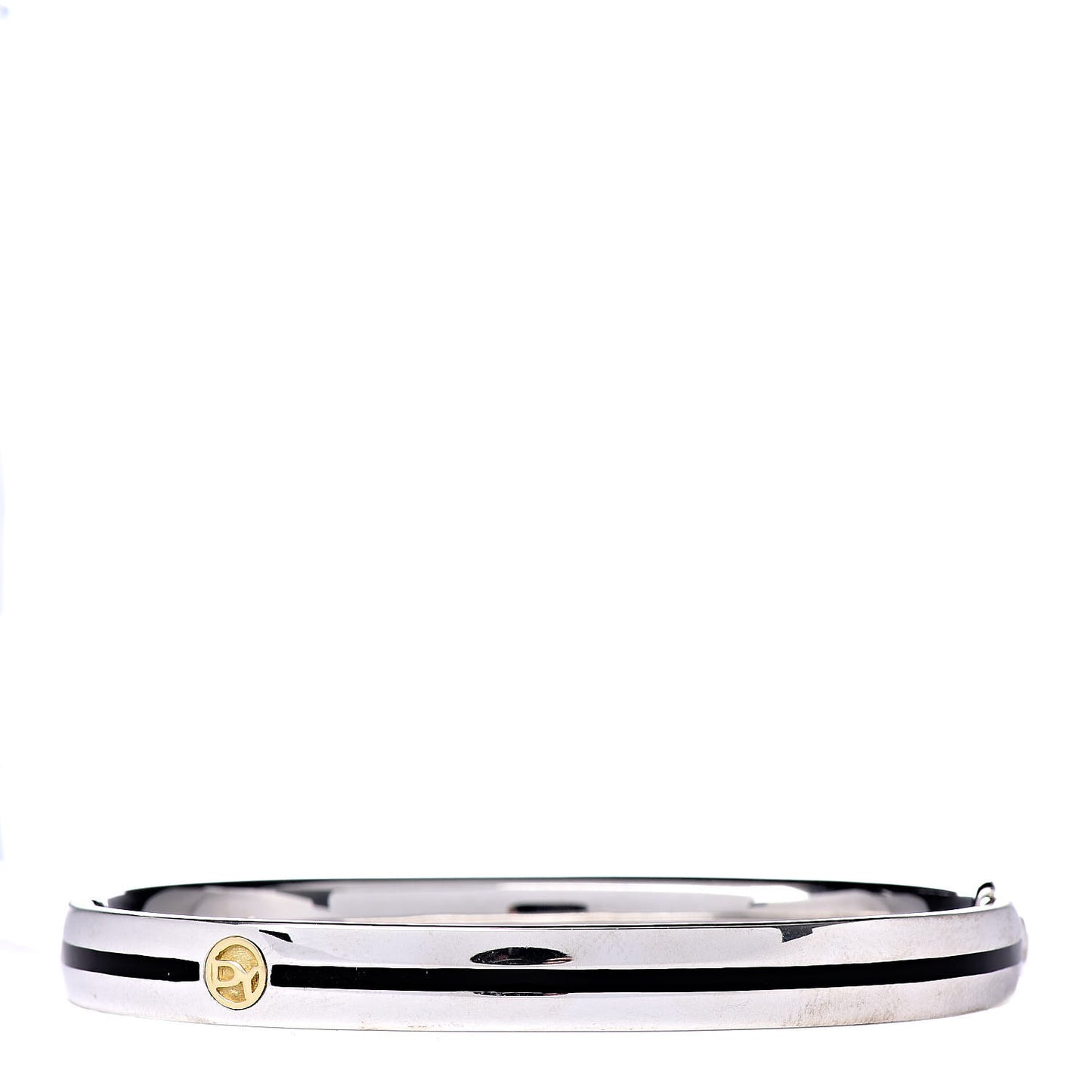 Sterling Silver 18K Yellow Gold Black Enamel DY Logo Bracelet